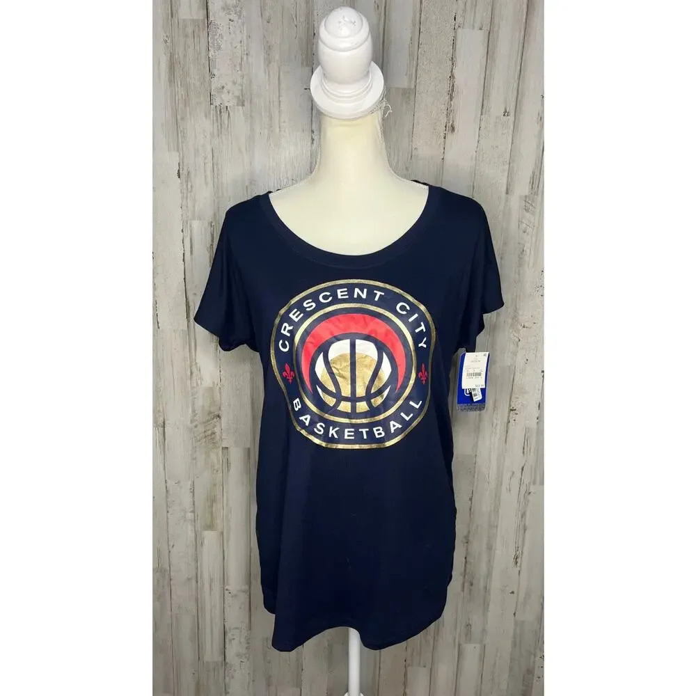 NWT Crescent‎ City New Orleans Pelicans Women's Size Large Navy Blue T-Shirt